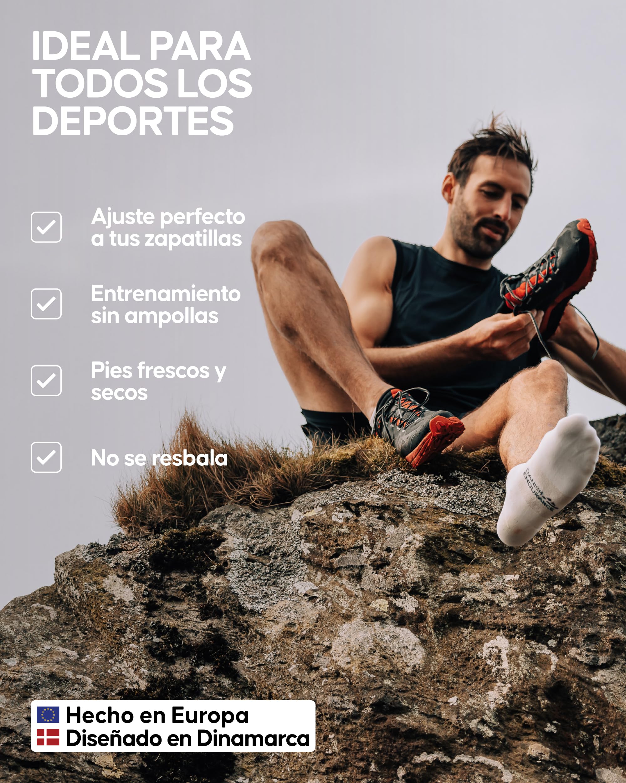 DANISH ENDURANCE Calcetines Cortos de Running, Calcetines Deportivos Antiampollas para Verano, Hombres y Mujeres, 3 o 5 Pares