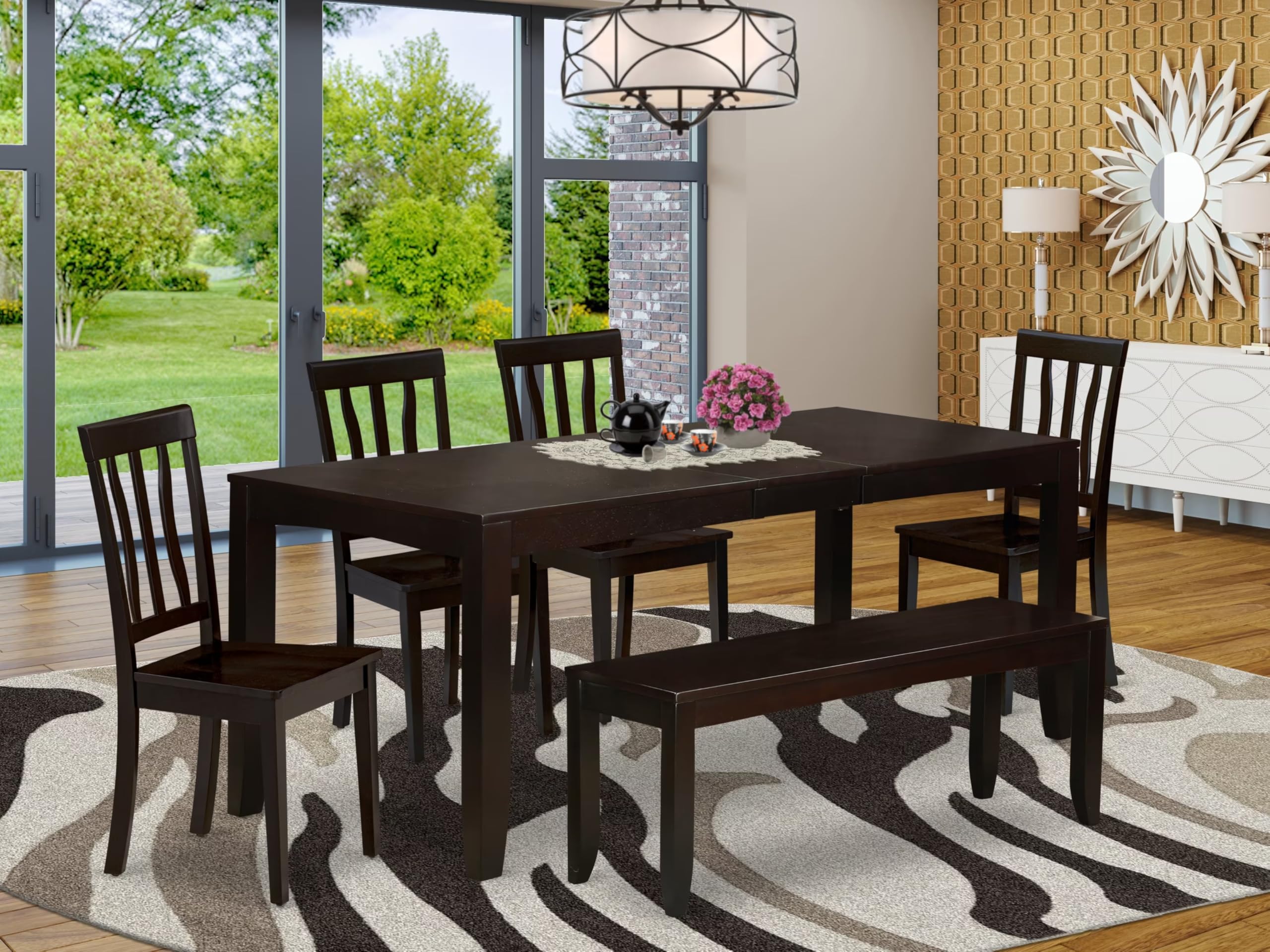 Amazon.com - East West Furniture LYAN6-CAP-W 6 Piece Dining Table