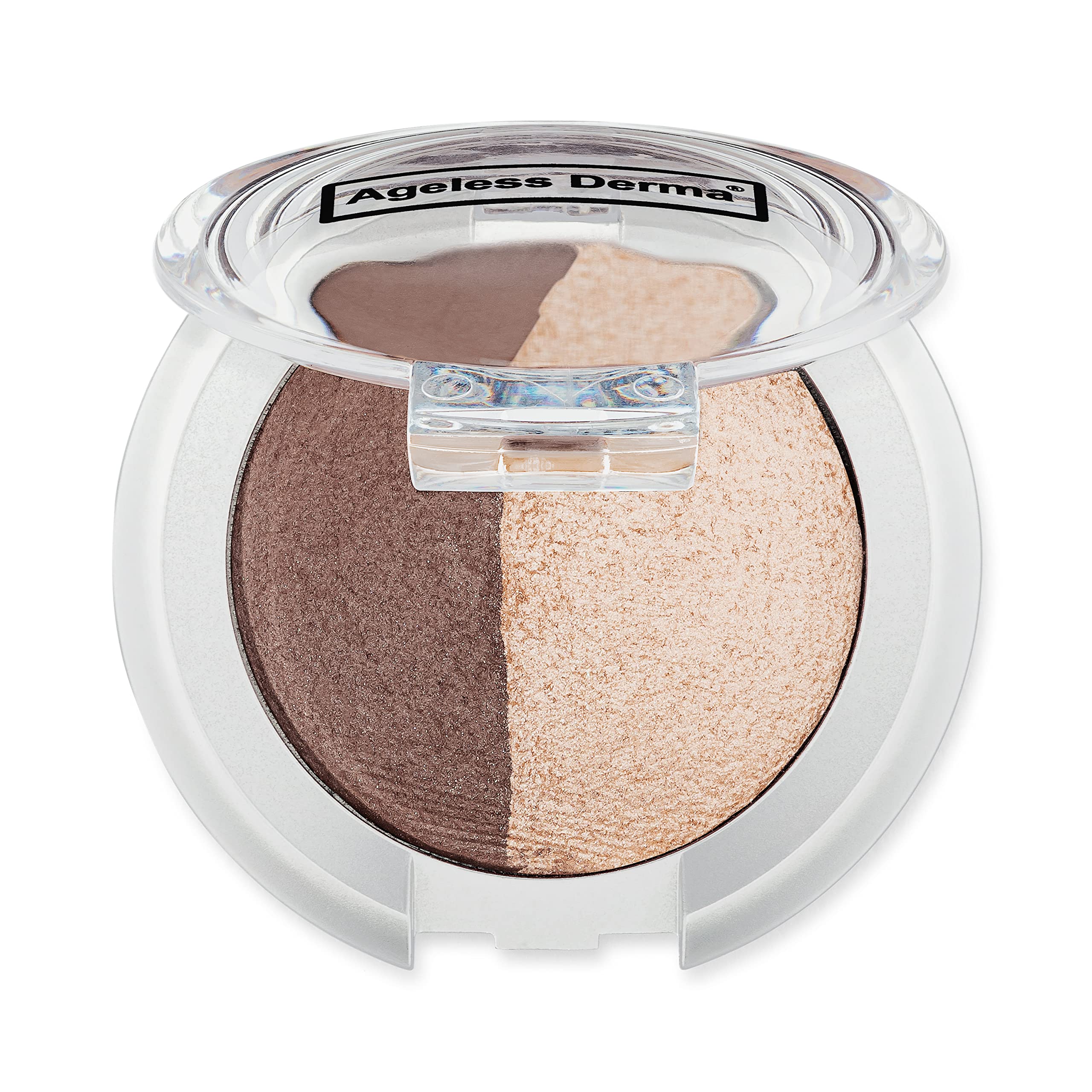 Creamy Mineral Makeup Baked Eyeshadow Duo-Vegan Eye shadow (Med Taupe-Crystal Beige)