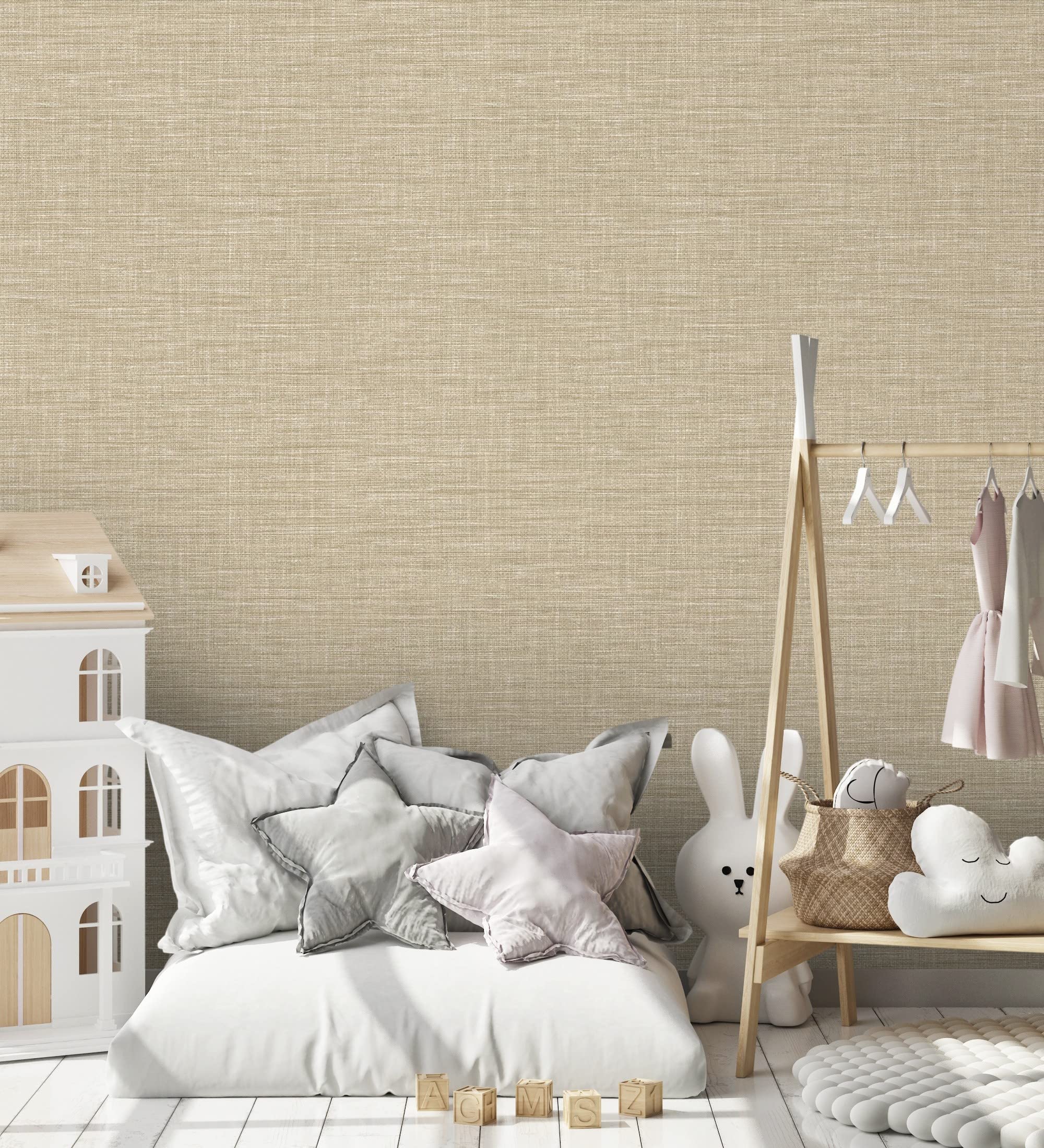 GAULAN 679734 - Papel pintado vinílico ecológico efecto fibra vegetal tejida teñida con textura en relieve para pared salón cocina baño dormitorio comedor - Rollo de 10 m x 0,53 m