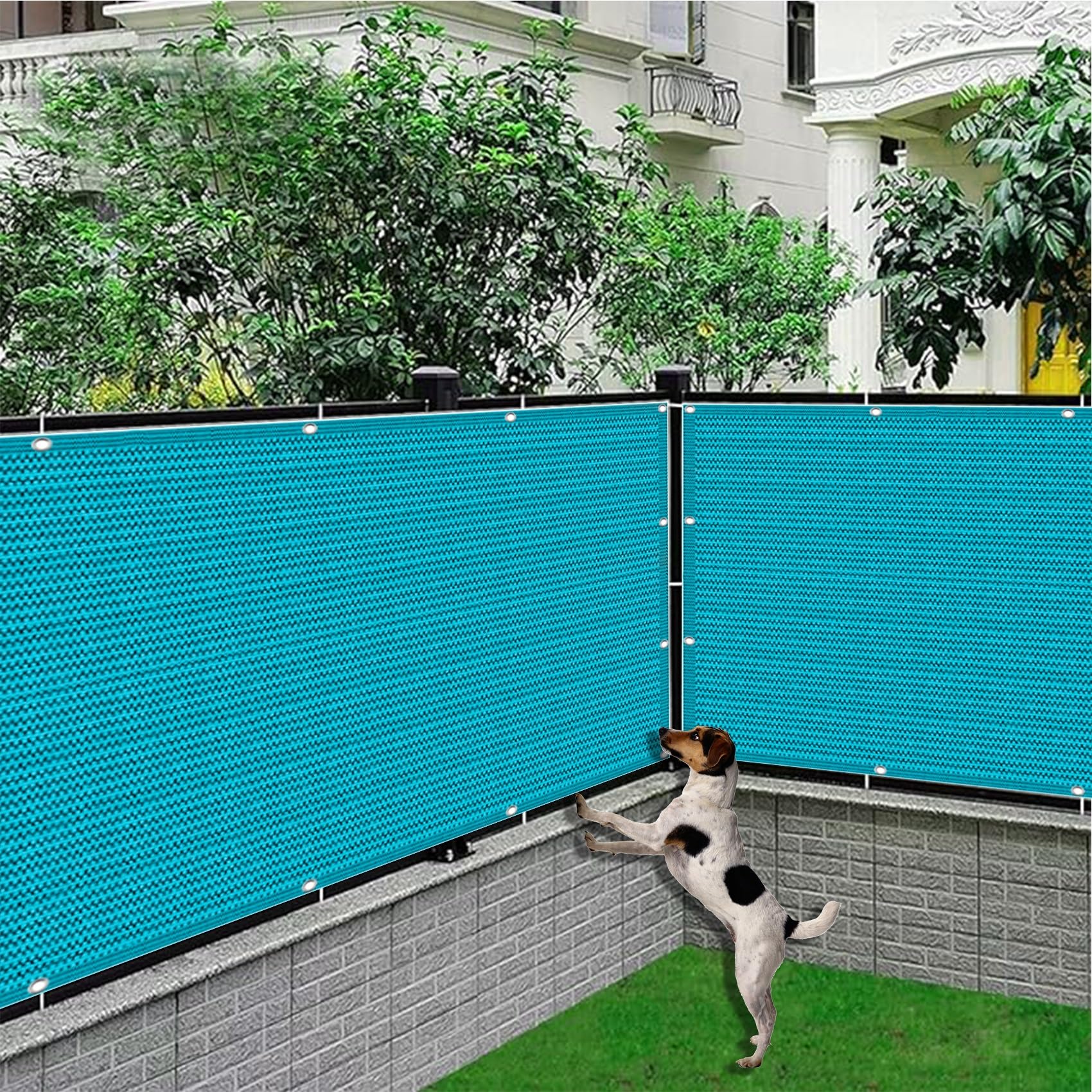 Osłona balkonowa, 160 x 400 cm, HDPE, wodoodporna, lekko przezroczysta, odporna na warunki atmosferyczne, ogrodzenie zewnętrzne z oczkami, niebieska, idealna na patio i balkon