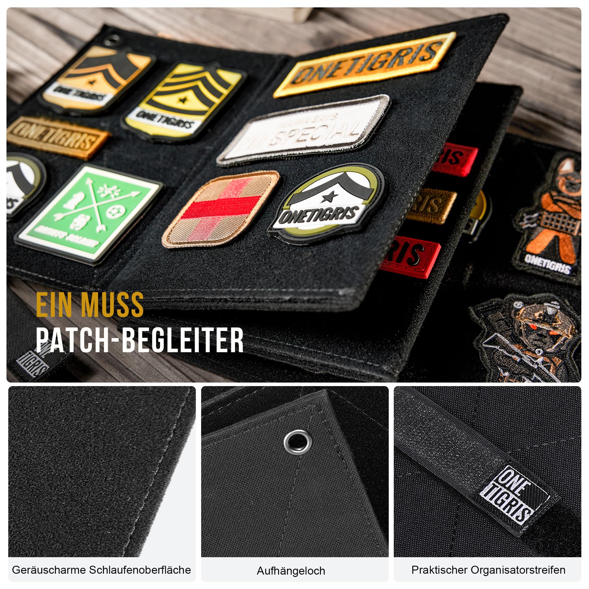Panneau Patch Tactique OneTigris - Support Pour Écussons Militaires - 2 Tailles (L/M)