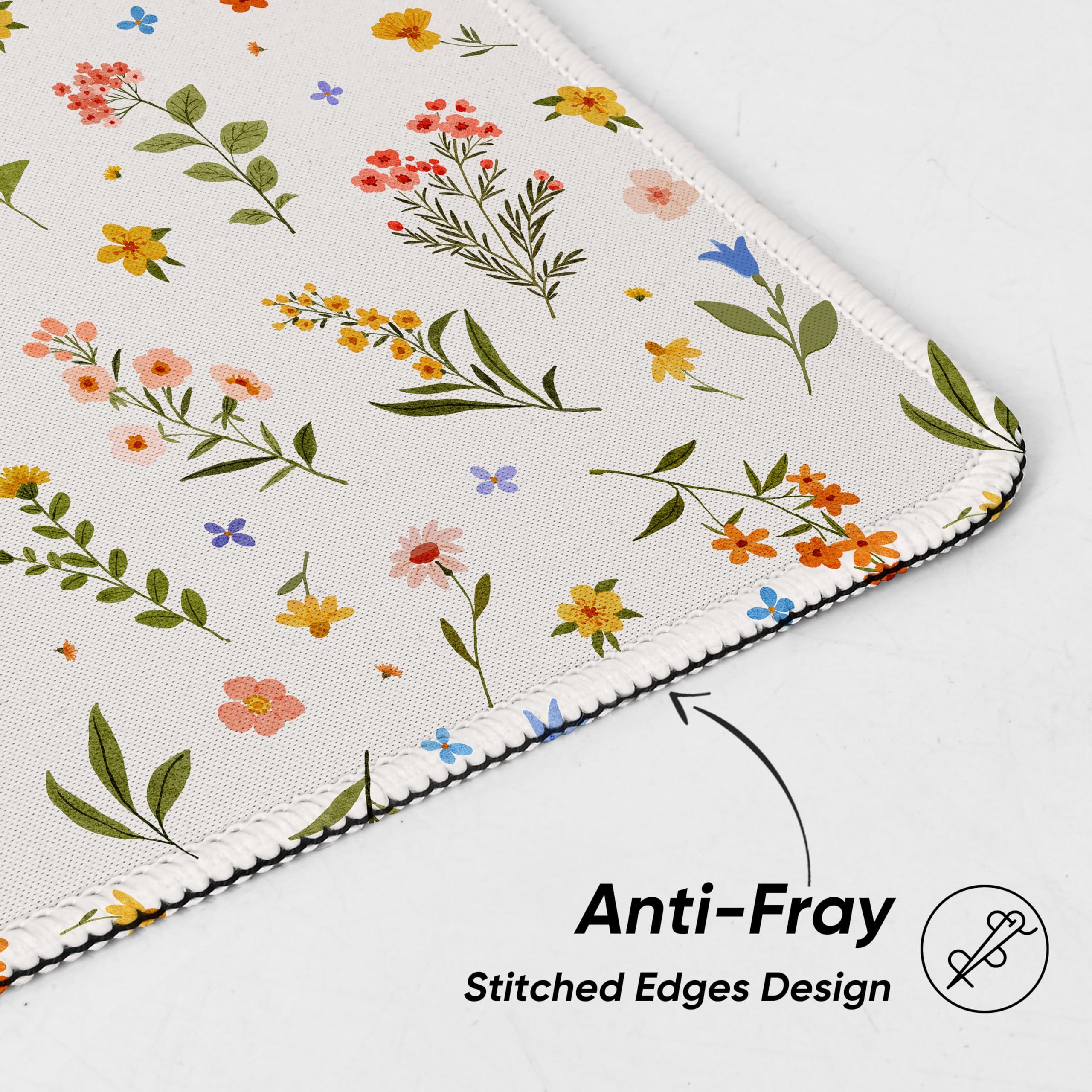 Premium-Mauspad mit genähten Kanten, 25,9 x 21,1 cm, glatte, waschbare Matte mit rutschfester Unterseite, personalisierbar, niedliche Mauspads für Laptop, Computer, Büro, Zuhause (buntes Blumenmuster)