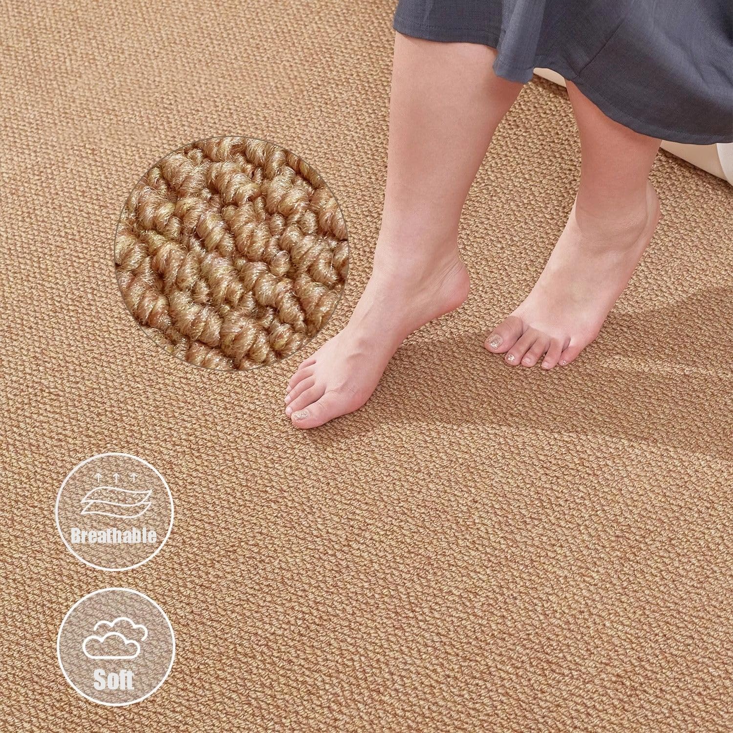 Tapis Modernes de Couleur Unie pour Le Salon Tapis Imitation sisal Grands Tapis Unis pour Chambre à Coucher avec Support antidérapant,Camel,100 * 100cm/3.3 * 3.3ft