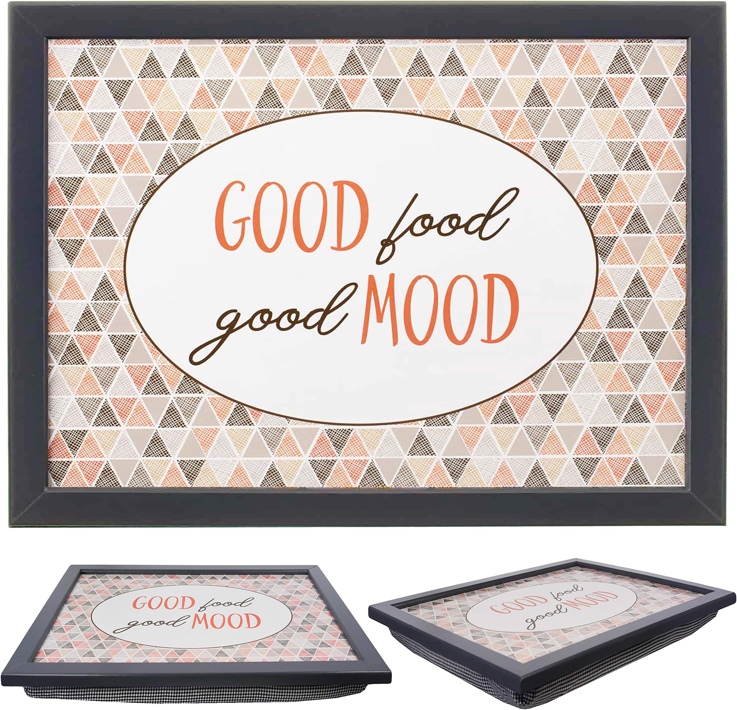 Large Wooden Soft Padded Cushioned Bean Bag Lap Dinner Laptop Food TV