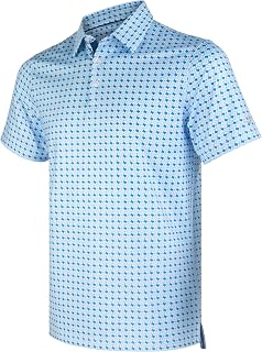 Men's Golf Shirts Short Sleeve Moisture Wicking Dry Fit Print Patterns Collared Performance Polo Golf Shirts for Men