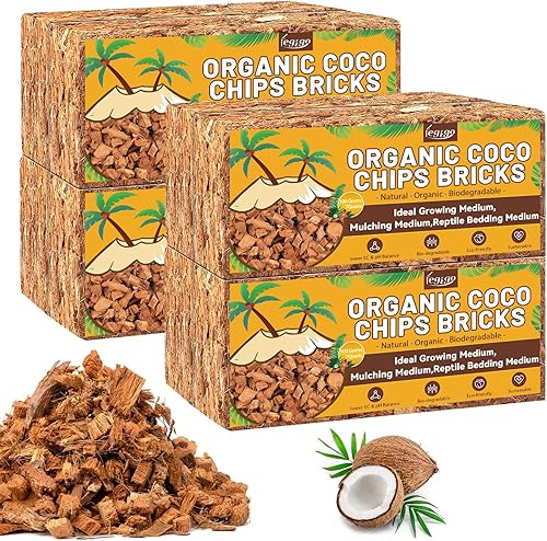Miniatura 36 de Legigo Paquete de 6 chips de coco para plantas, 6.6 libras, 100% orgánico de chips de coco para macetas con bajo equilibrio EC y PH, sustrato de 6
