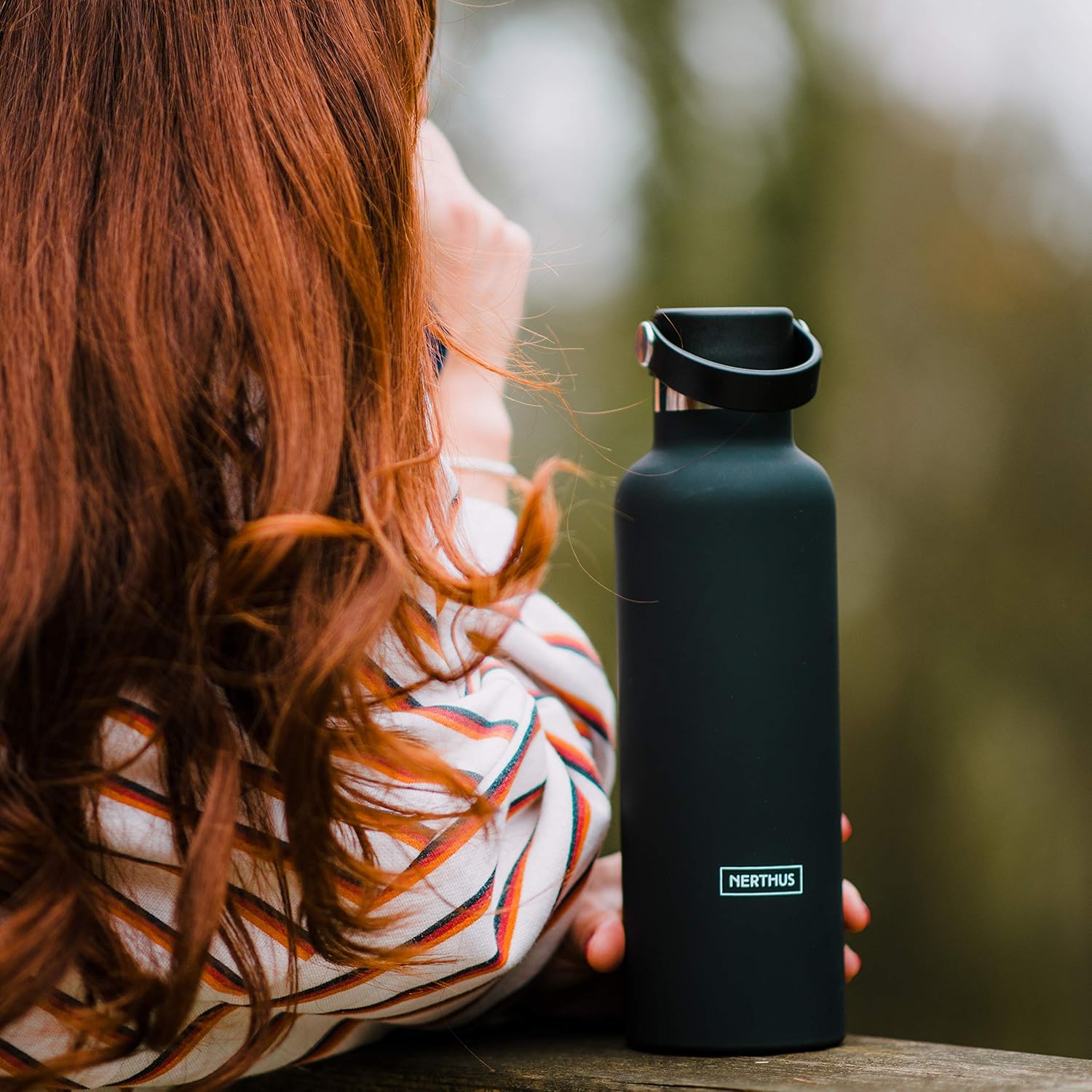 NERTHUS Bottle Thermos Cap Double Wall Handle for Hot and Cold Stainless Steel Coral Design 750 ml BPA Free, 18/8