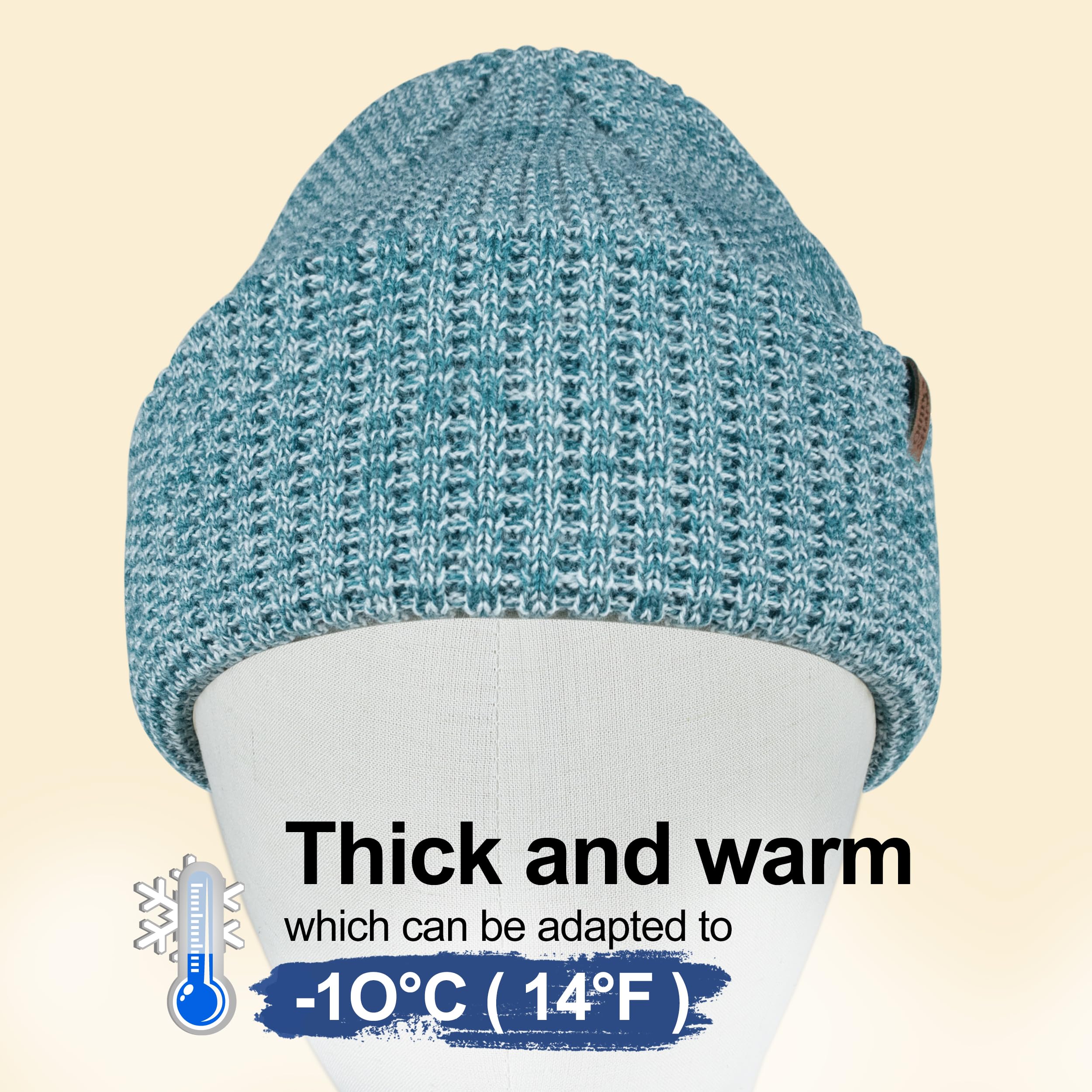Outdoor Shaping Bonnet en tricot doux en laine mérinos mélangée pour homme et femme