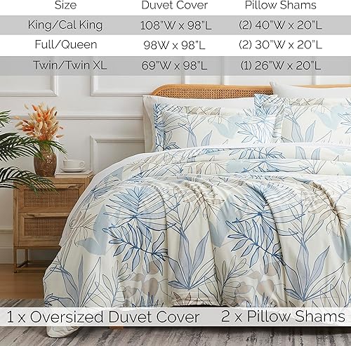 Miniatura 2 de Southshore Fine Living, Inc. Tropic Leaf Collection - Juego de funda de edredón de gran tamaño, tamaño Queen, juego de funda de edredón estampada de