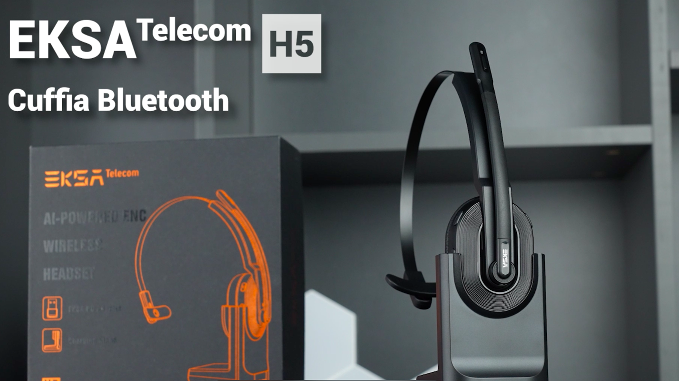 Earbay Cuffie wireless con microfono per lavoro, cuffie Bluetooth con microfono a cancellazione del rumore, cuffie wireless leggere V5.3 con dongle USB, base di ricarica e microfono muto per PC/laptop
