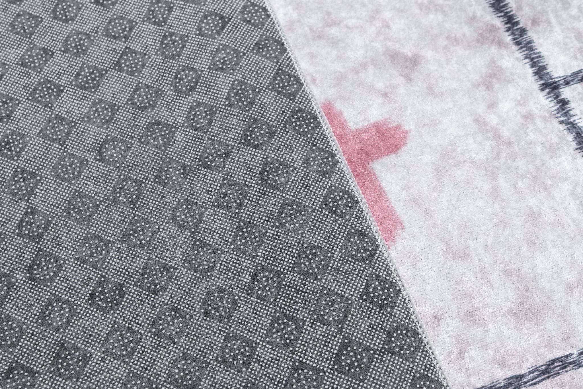 TAPISO Emma Teppich Waschbar bei 30 Grad Rosa Hasen Hüpfspiel bedruckter Kinderteppich Antirutsch Kinderzimmer Jugendzimmer Modern ÖKO-TEX 140 x 200 cm