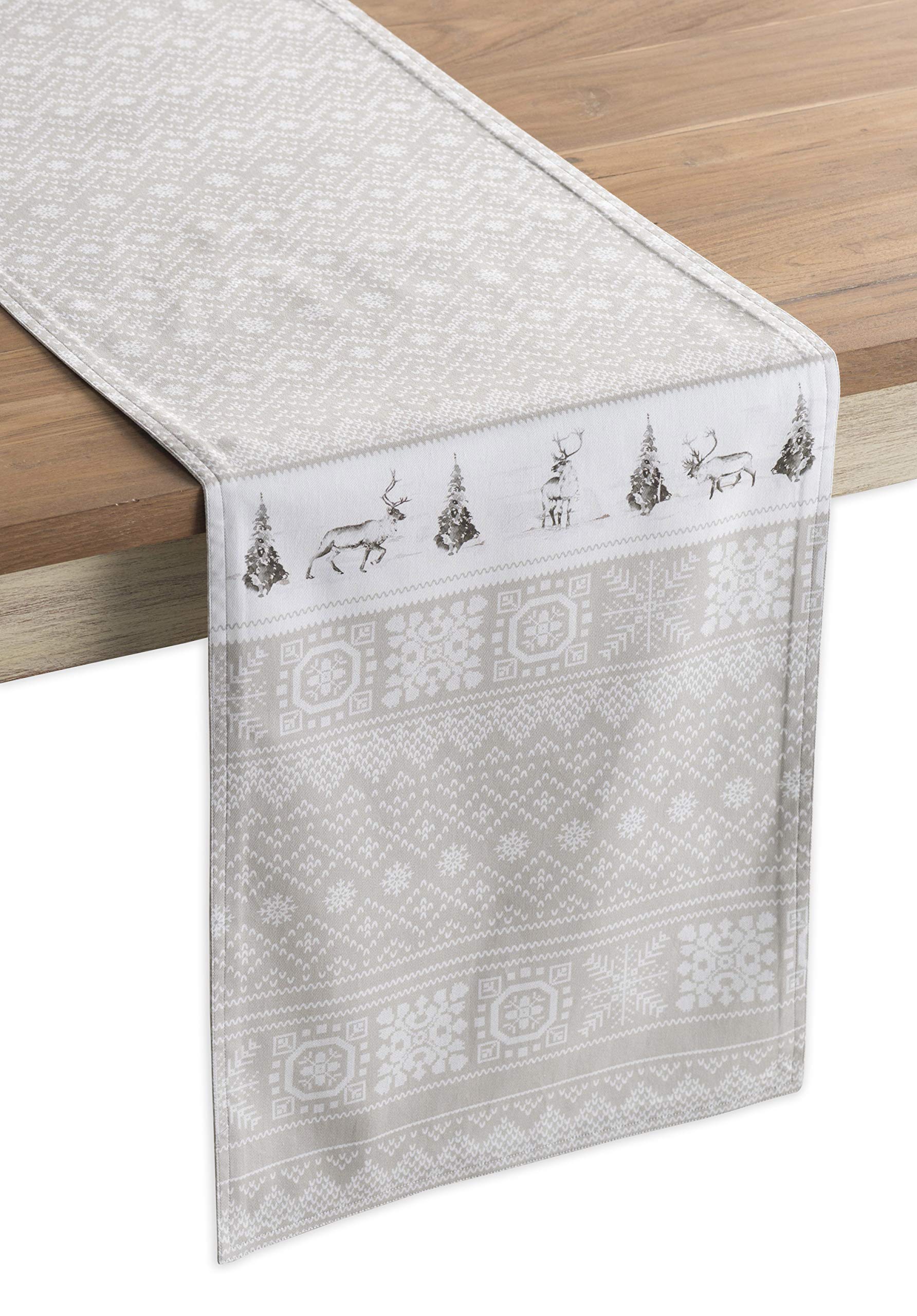 Maison d' Hermine Table runner 100% Cotton Single Layer Table Runners 180 CM long for Christmas Decorations Home Kitchen Dining Party Wedding Bridal Shower (Cozy Christmas, 37 cm x 180 cm)