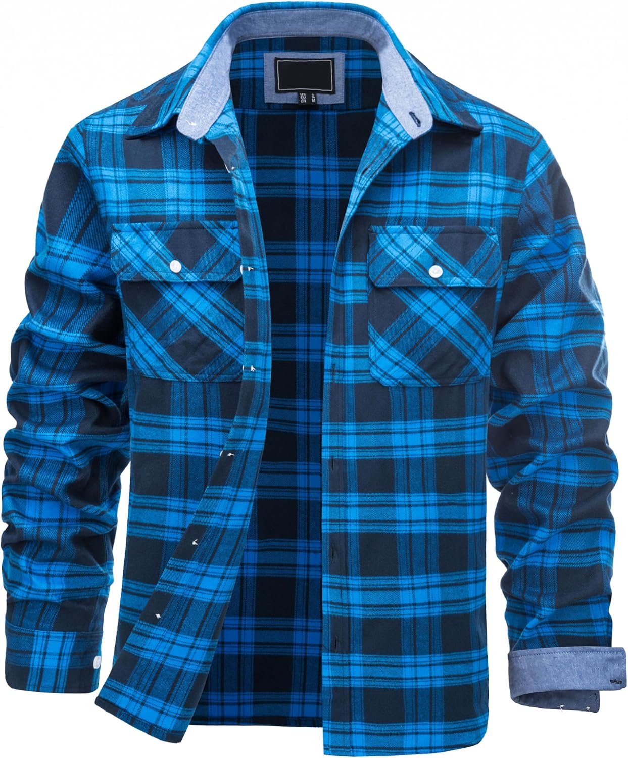 TACVASEN Mens Flannel Shirt Long Sleeve Plaid Shirts Cotton Lightweight Casual Button Down Work Shirt with 2 Pockets