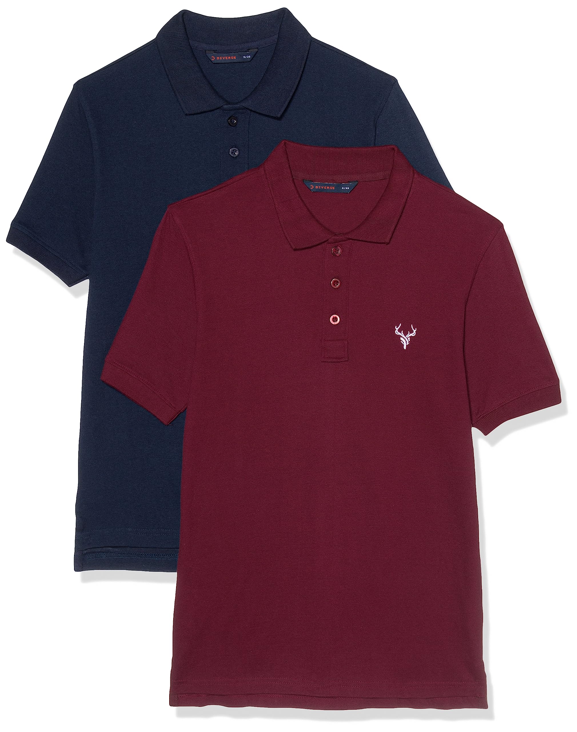 Diverseregular fit polo-neck solid tshirt for men (DCMHP02RL43) Pack of-2