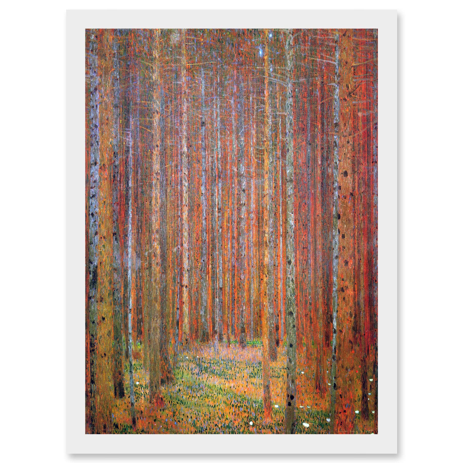 Artery8 Gustav Klimt Tannenwald Iandscape Autumn Trees Orange Painting A4 Artwork Framed Wall Art Print
