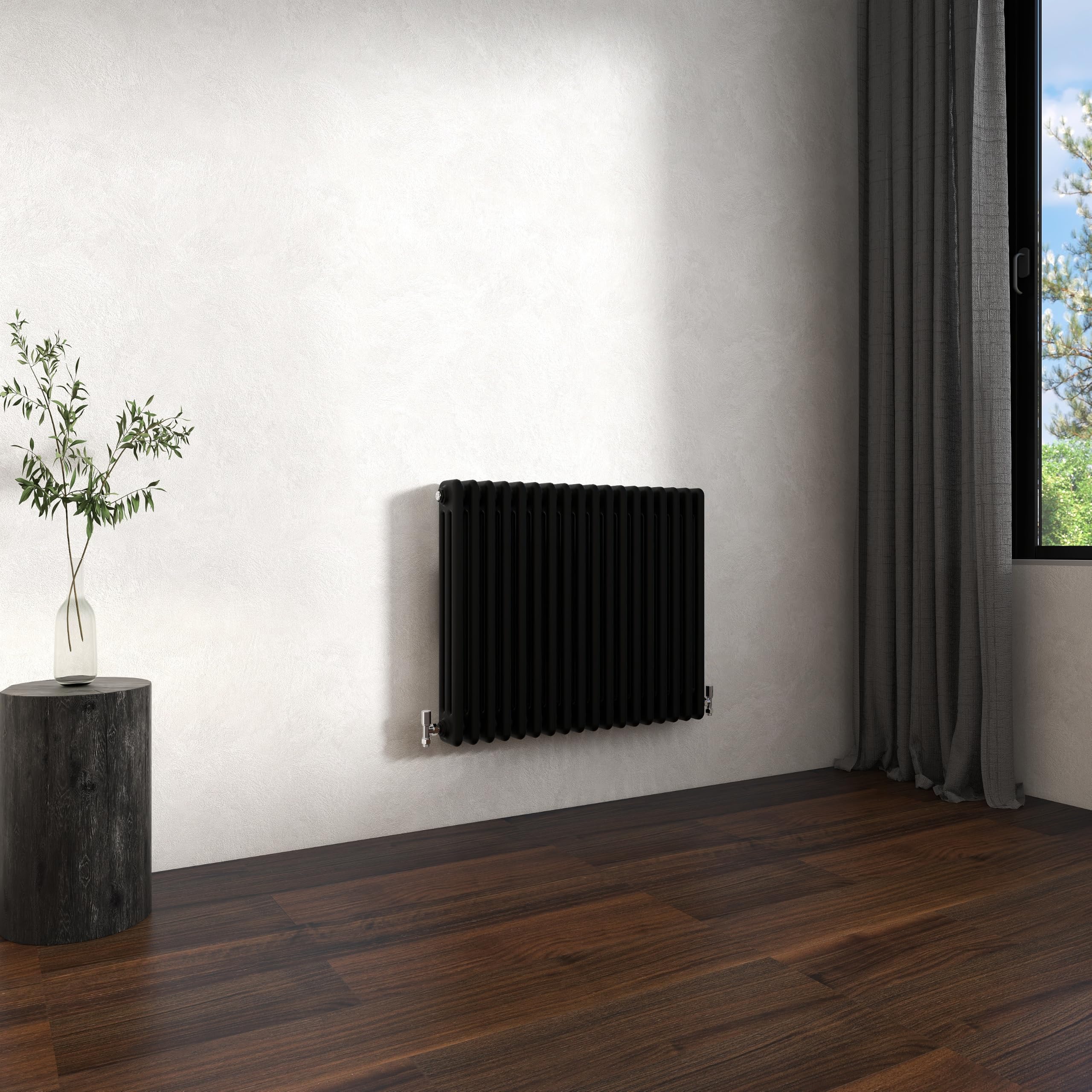 Traditional 3 Column Cast Iron Radiator 600x830mm Horizontal Black