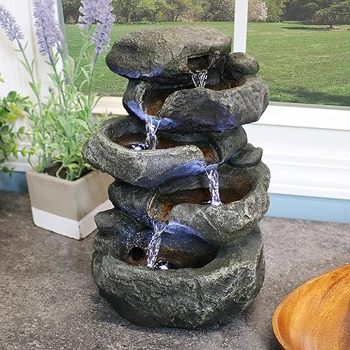 Miniatura 8 de sunnydaze Stacked Rocas mesa Fuente de agua con luces LED 105inch