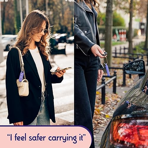 Miniatura 50 de Vantamo Alarma personal para autodefensa con aviso de batería baja, luz estroboscópica y extra fuerte de 130 dB doble altavoces, juego de llaveros