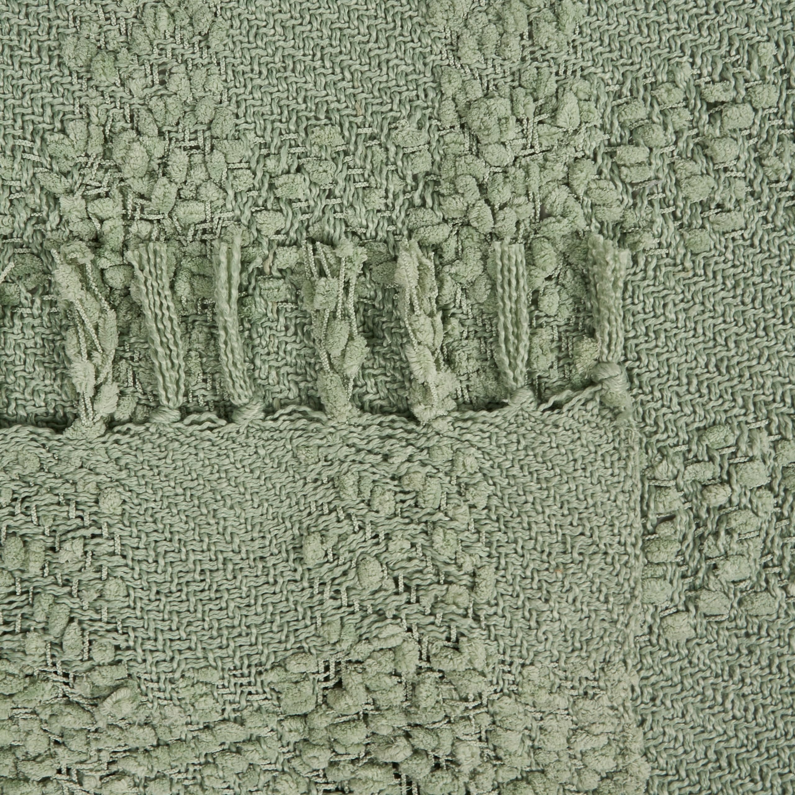 Koc materiałowy narzuta kapa na łóżko z frędzlami pleciony wzór 150 x 200 cm zielony Vella