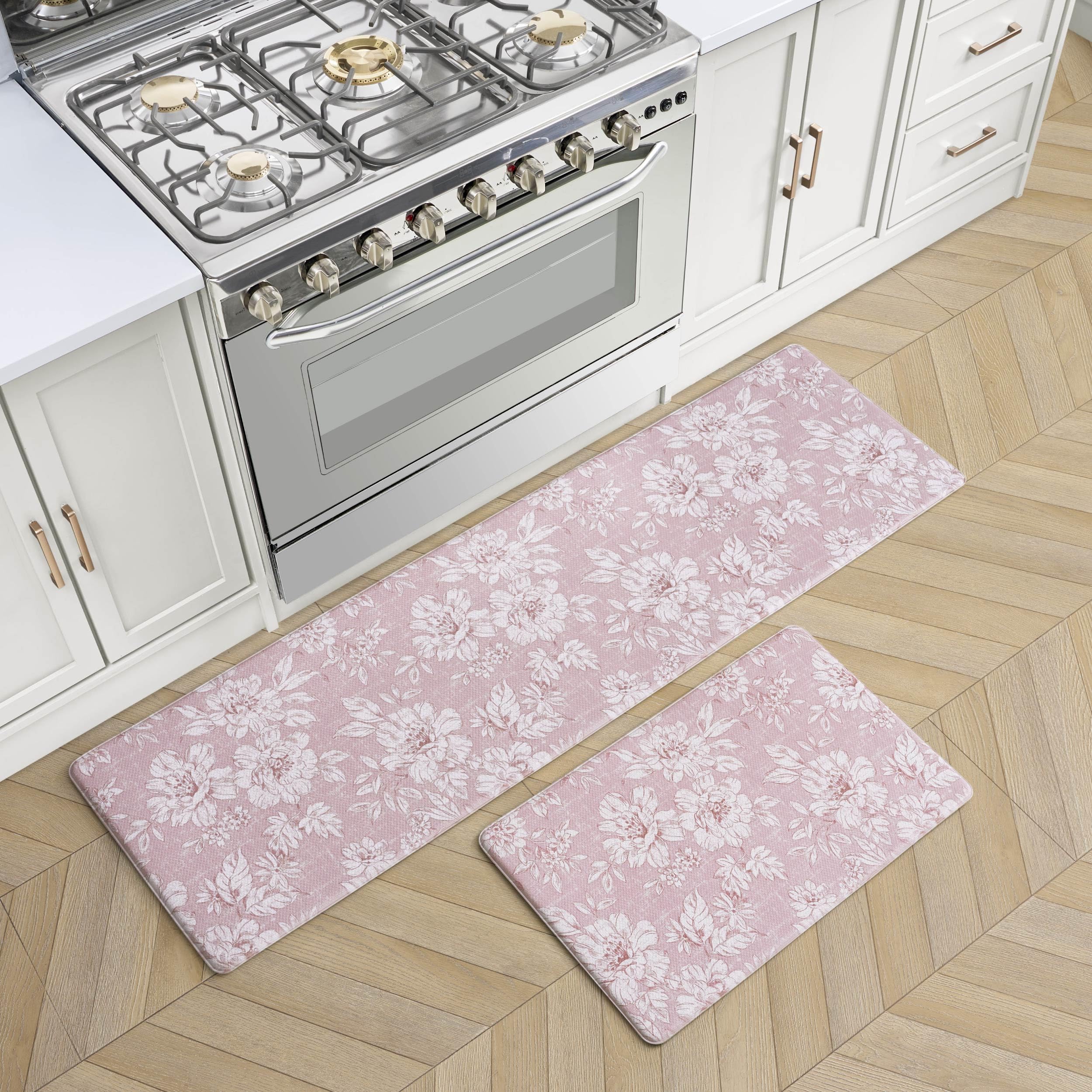 Tapis de cuisine anti-fatigue Laura Ashley Iris, lot de 2 tapis de sol fleuris imperméables