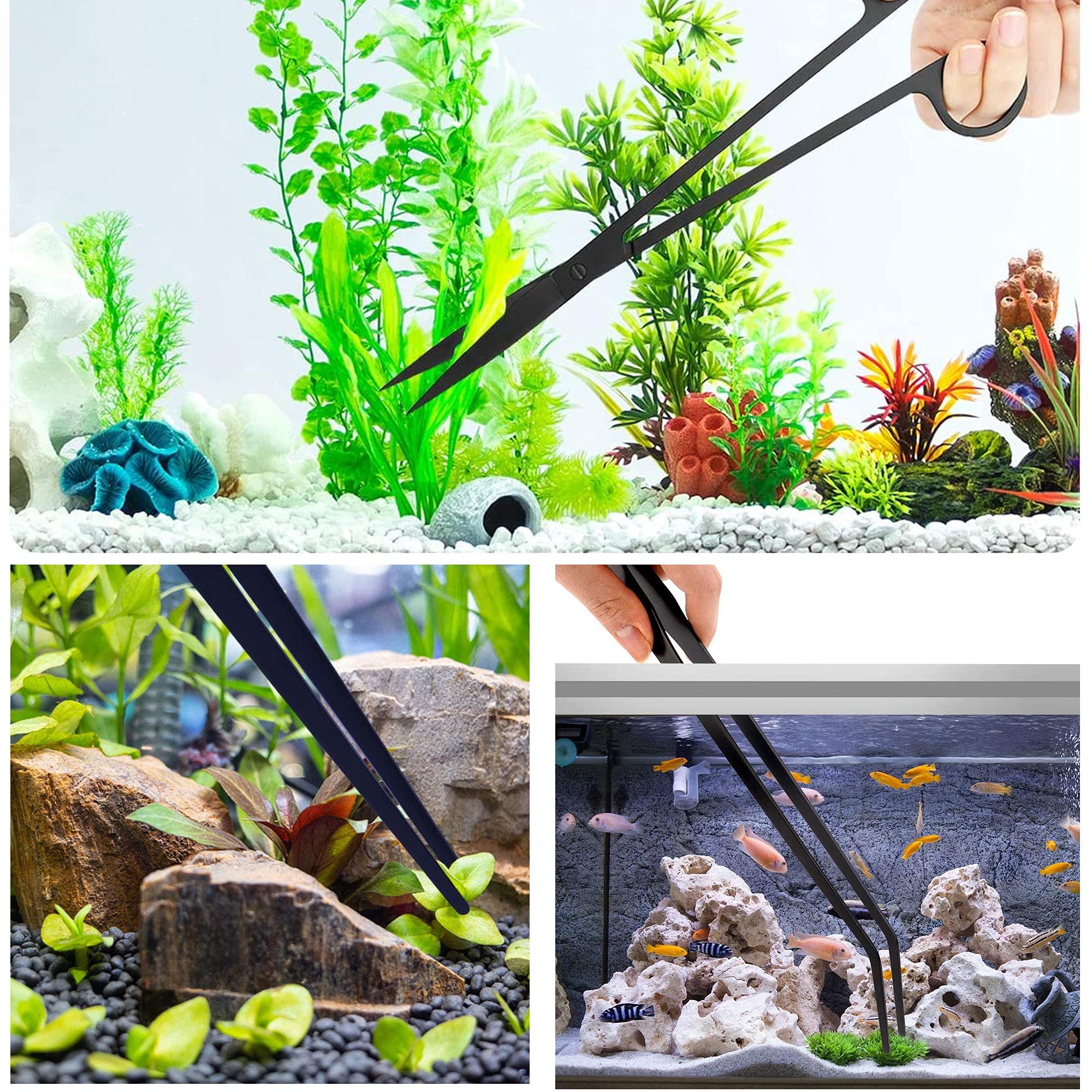 Cayway 7 Pz Strumenti Acquario Piante Acquario Attrezzi Set di Attrezzi Per Acquario Acquario in Acciaio Inossidabile, Acciaio Inossidabile Forcipe, Forbici, Pala per La Pulizia Dell'Acquario