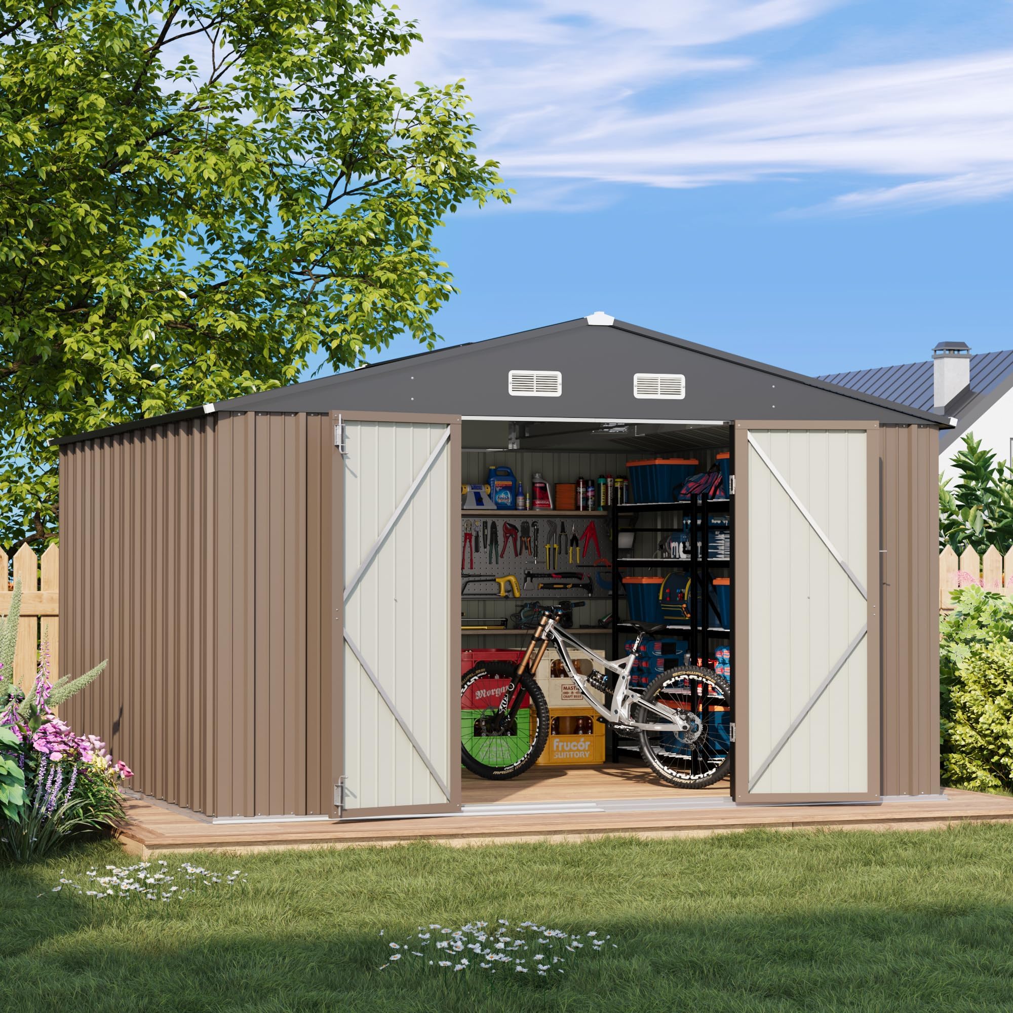 10' x 10' Metal Outdoor Storage Shed