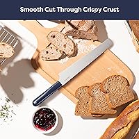 Vista 4 de CIARRA Juego de 5 cuchillos de cocina profesionales, juego de cuchillos de chef, cuchillo de pan, cuchillo utilitario, cuchillos de cocina de acero