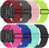 Vista 7 de Paquete de 8 bandas elásticas compatibles con Fitbit Versa 3 y Fitbit Versa 4, Fitbit Sense y Fitbit Sense 2, pulsera deportiva ajustable de nailon