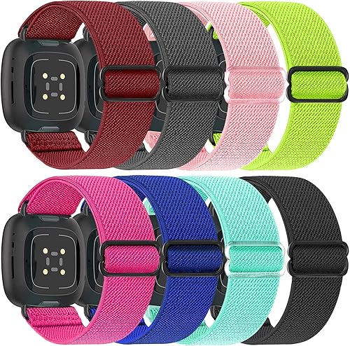 Miniatura 10 de Paquete de 8 bandas elásticas compatibles con Fitbit Versa 3 y Fitbit Versa 4, Fitbit Sense y Fitbit Sense 2, pulsera deportiva ajustable de nailon