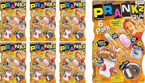 JA-RU Kit de bromas para niños, juguetes de bromas (6 juegos) 6 diferentes cosas geniales, juego de accesorios aterradores. Bolsa de recuerdo de