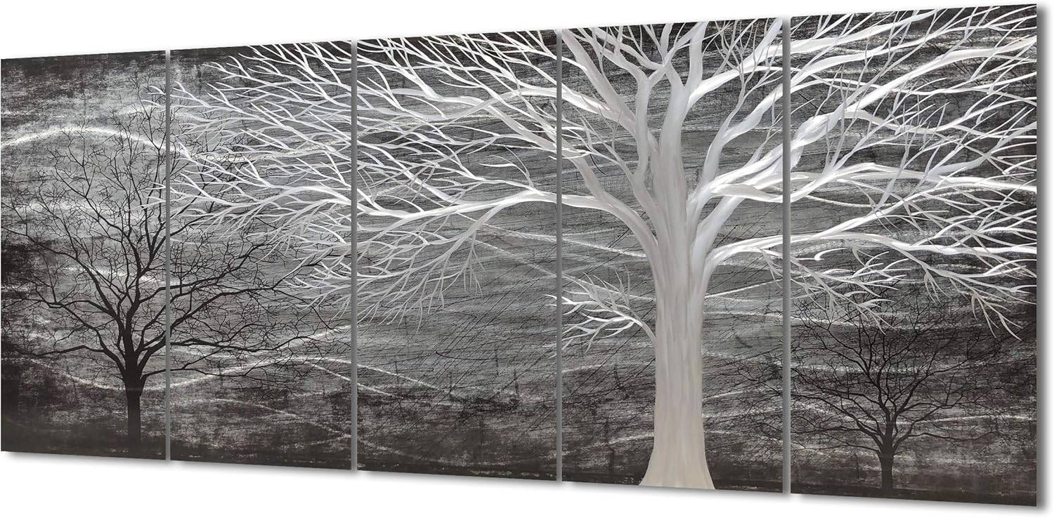 Buy Yihui Arts Tree Metal Wall Art For Living Room Black Grey Silver 