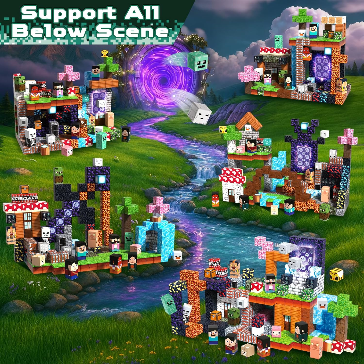 300PCS Magnetic Blocks - Magnetic Building Blocks Cubes Adventurer, Magnet Toys for Kids Age 3+, Toy Building Set for Kids, Magnets Stacking Construction Birthday Gifts for Boys Girls Age 4-8, 8-12 - Image 3