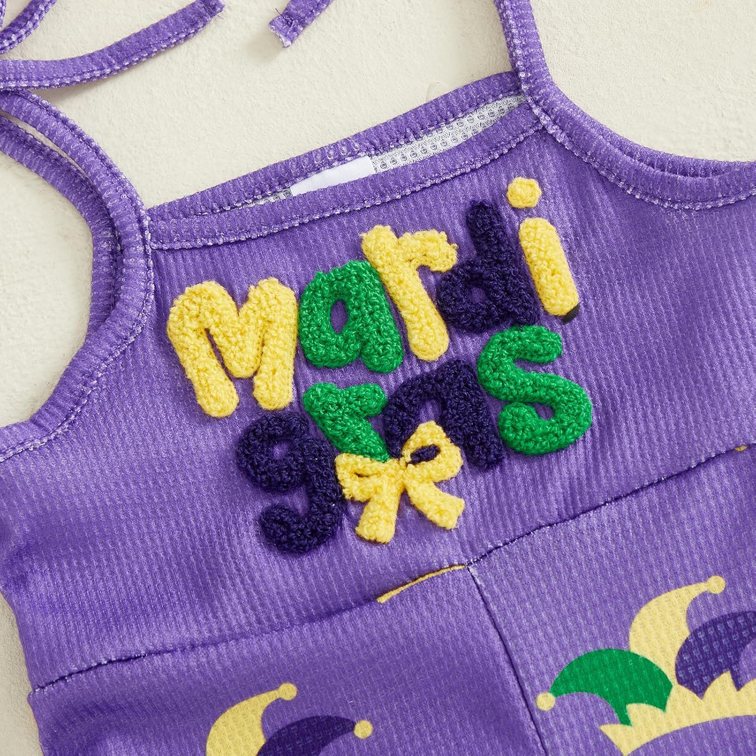 YOKJZJD Toddler Baby Girl Mardi Gras Outfit Suspender Romper Jumpsuit Overalls Bell Bottom Pants Fall Clothes - Image 5