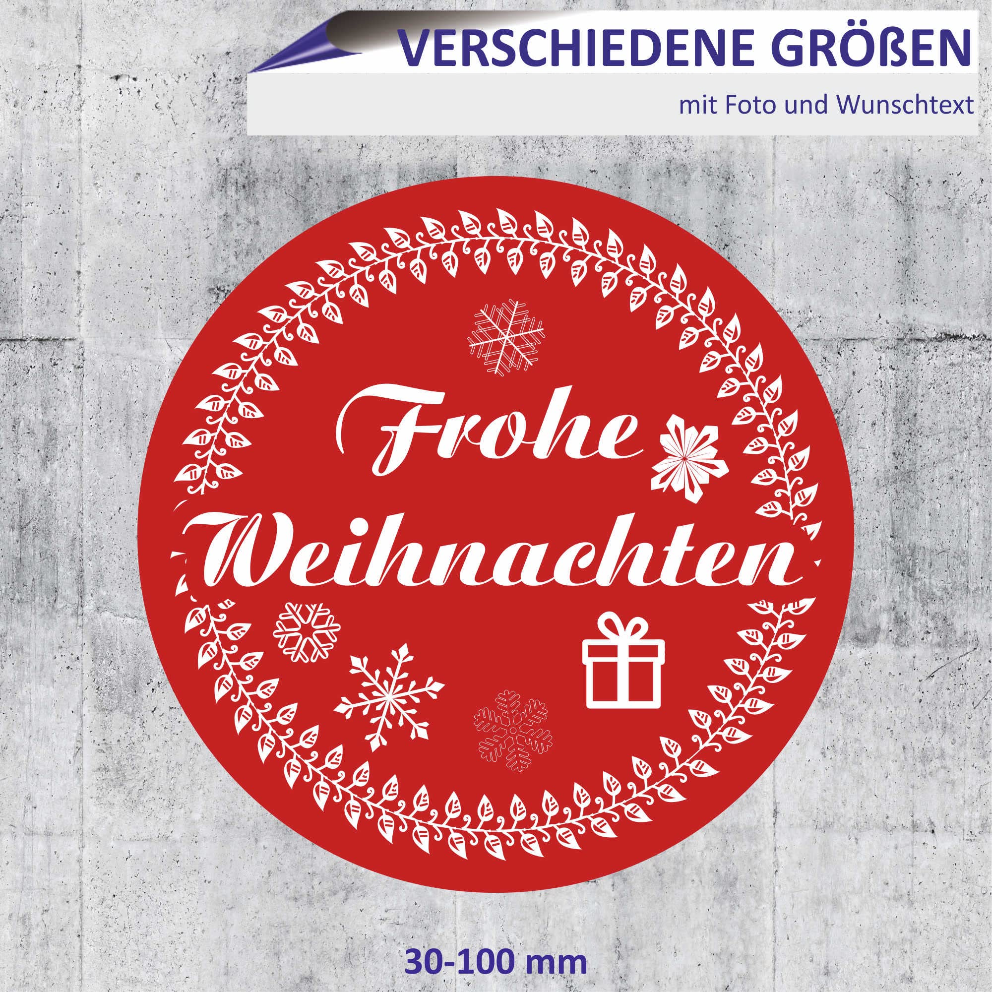 INDIGOS UG Fotoaufkleber - 95mm rund - 50 Sticker Namensaufkleber für Kinder Schule, Einladungen, Hochzeit, Taufe, Verlobung, Kommunion, Geburtstag, Party - personalisiert mit Wunschtext