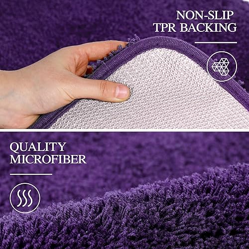 Miniatura 6 de Walensee - Tapete de baño para inodoro, contorneado en forma de U, antideslizante, absorbente, microfibra suave, peludo, lavable a máquina (20 x 24