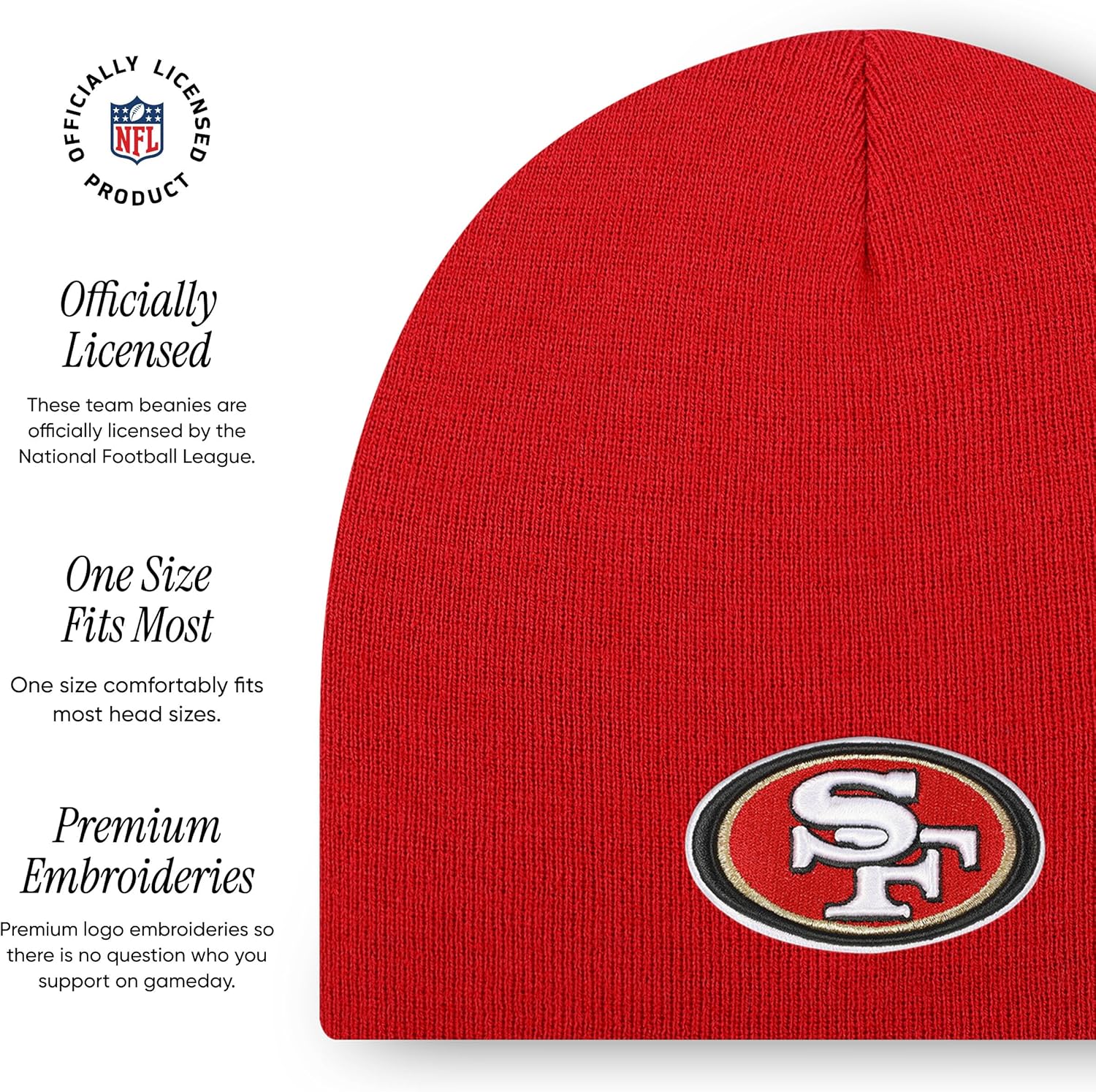 FOCO NFL Mens NFL Team Logo Basic Skull Beanie Hat - Image 4