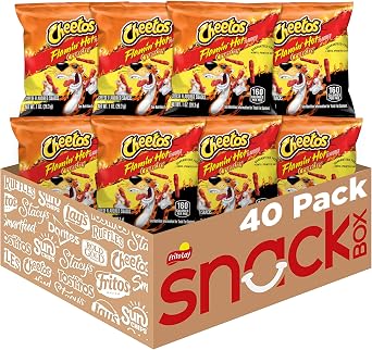 Cheetos Crunchy Flamin Hot Cheese Flavored Snacks, 40 count Pack of 1