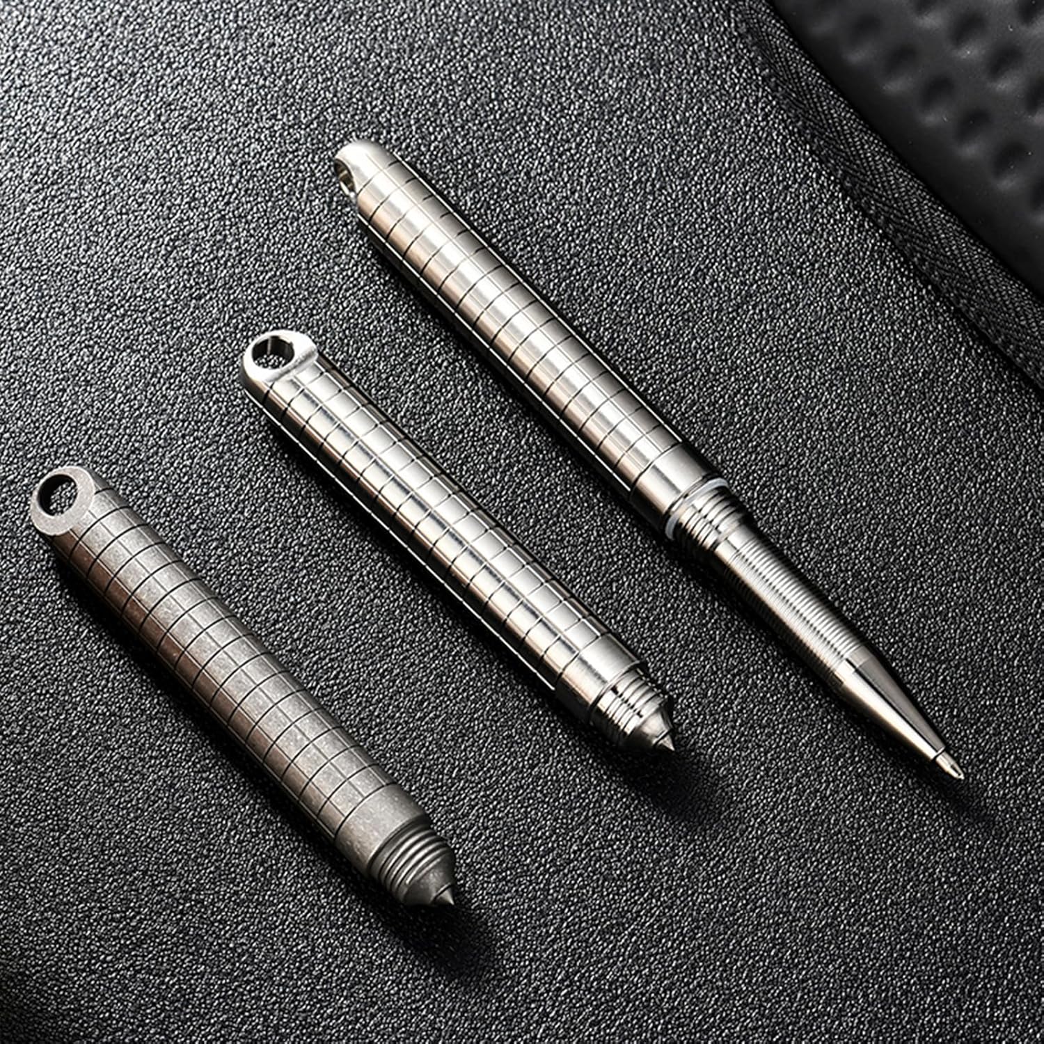 Hamans Mini Ballpoint Pen Titanium Pocket Pen 2.87" Spiral Rotating Pen Cover Lightweight Compact Size for Everyday Carry (Grey)