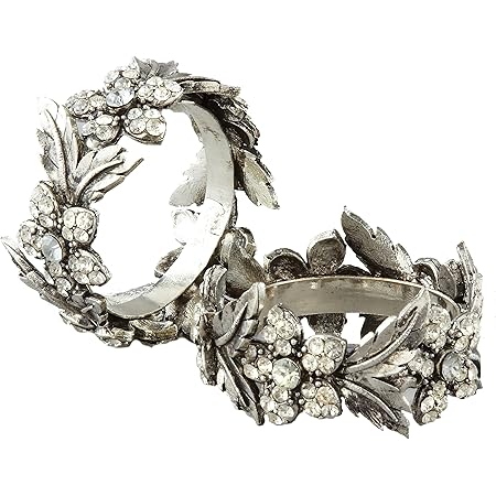 Amazon Com Elegance Silver Leaf Napkin Rings Home Kitchen