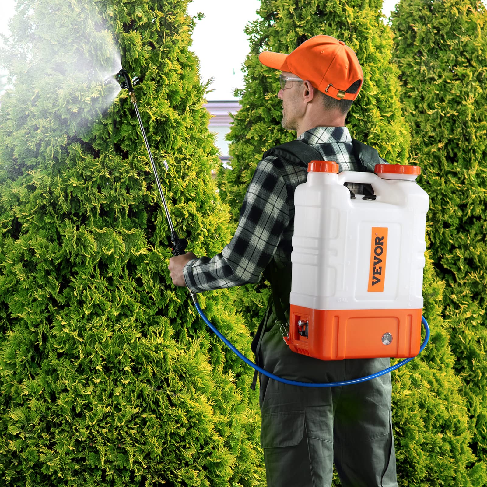 VEVOR Irroratore a Zaino con Carrello, Pressione Regolabile 0-94 PSI Serbatoio da 15 Litri su Ruote, con 8 Ugelli, 2 Lance, Coperchio a Bocca Larga per Giardino, Diserbo, Irrorazione, Pulizia
