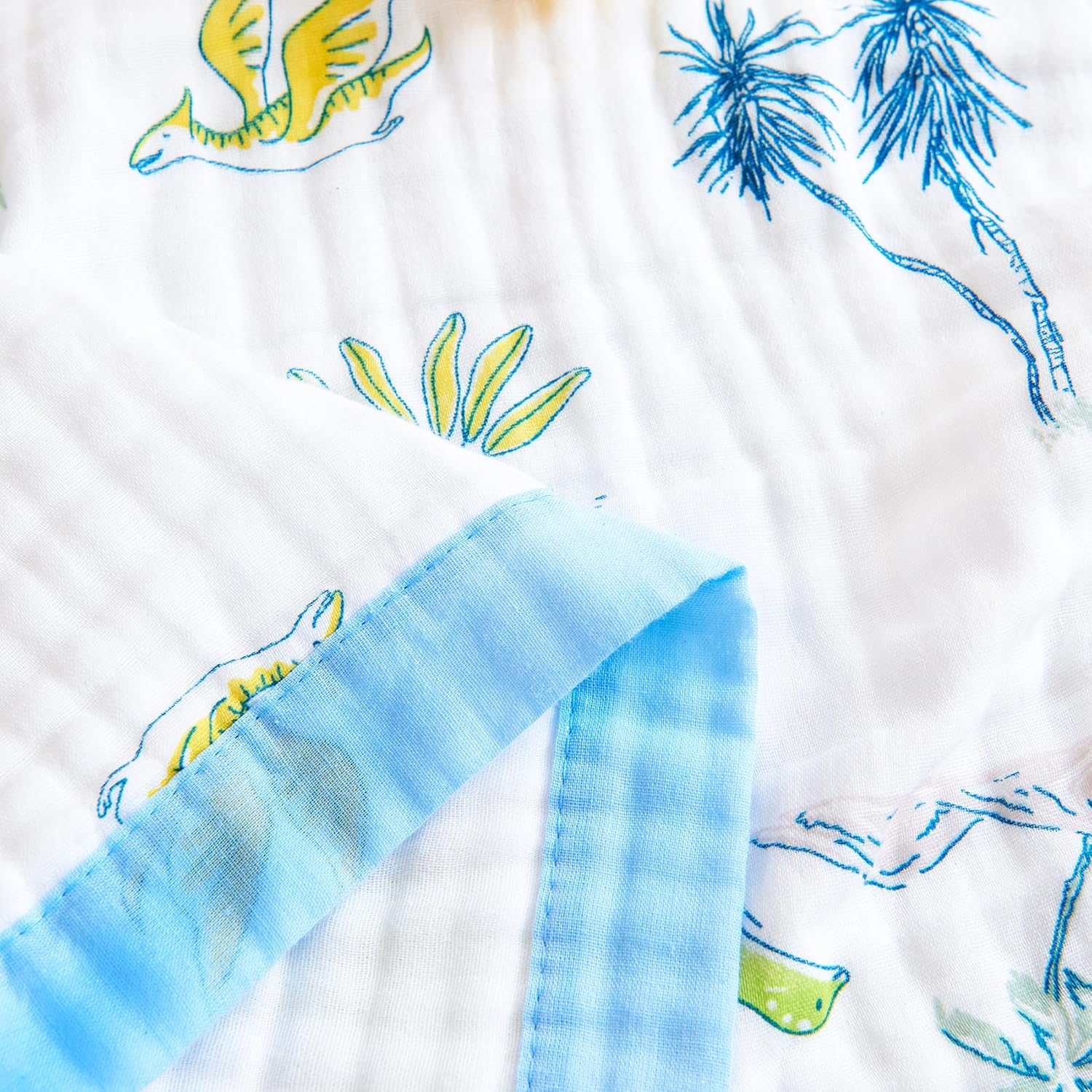 J-pinno Dinosaur Muslin Blanket Reversible 100% Cotton 6 Layer Quilt Twin Full Bed Blanket Soft Warm Throw Sofa Couch Toddler Kids Boys Cartoon Travel Coverlet Sheet (Dino, Twin/Full 70" X 82") - Image 6