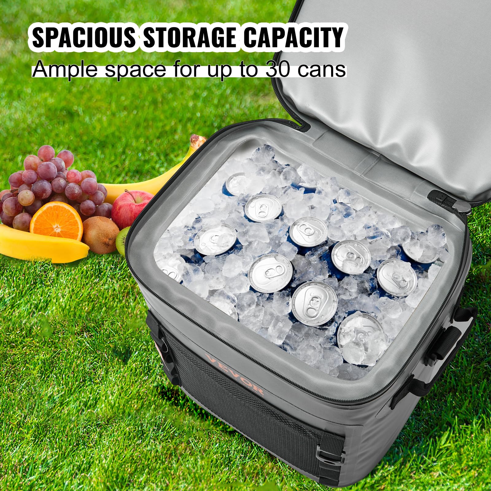 Laripwit Zaino Termico Grande 30 Litri, in Pelle PU, Doppio Strato Prova di Perdite Picnic Borsa Frigo Zaino, Unisex, Perfetto Per Campeggio, Pranzo, Spiaggia, Nero