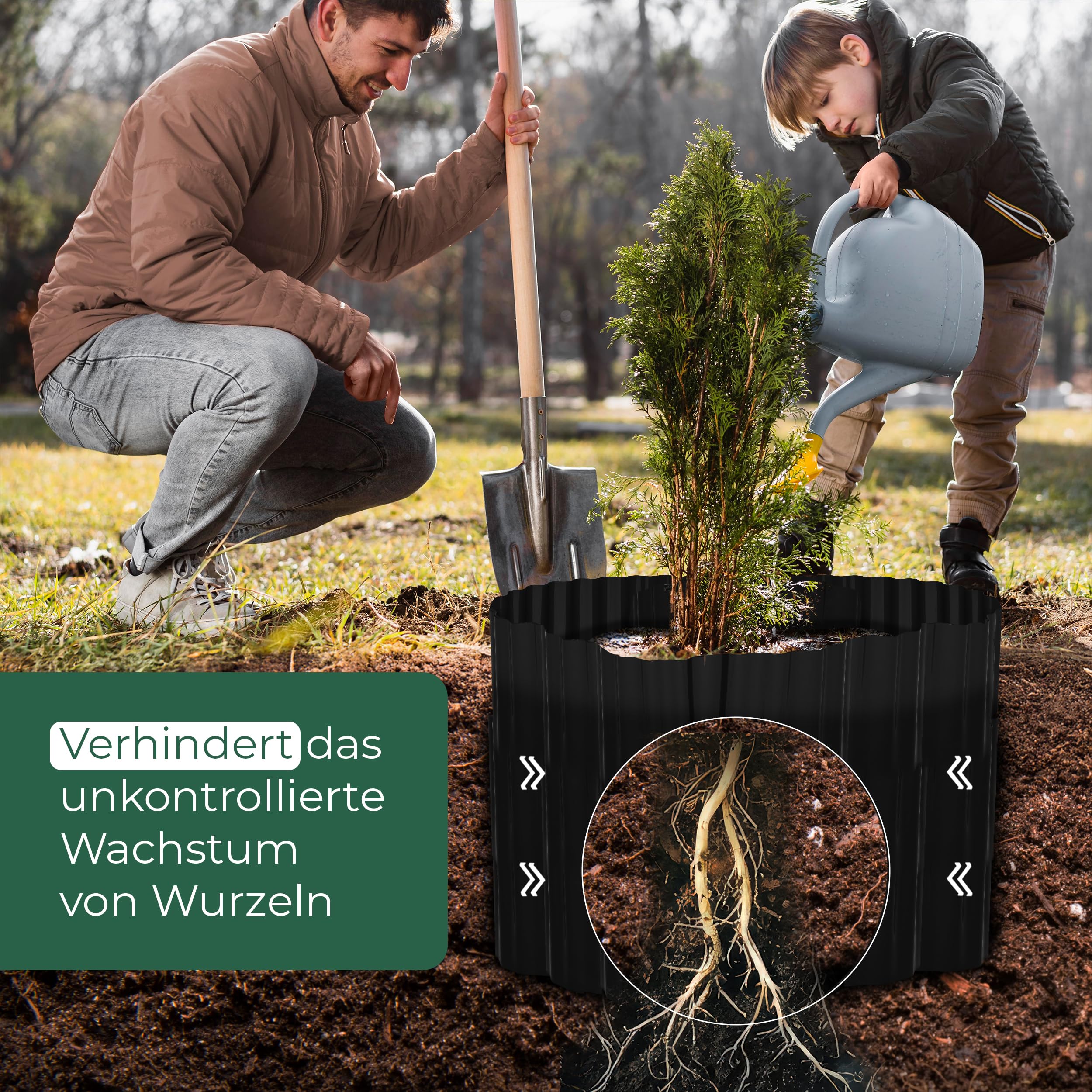 Novatool Wurzelsperre I 3,5 x 0,60 m I Schwarz I individuell formbar I Wurzelschutzbahn Rhizomsperre für Bambus Wurzelstopp Unkrautsperre Wurzelbarriere Rasenkante