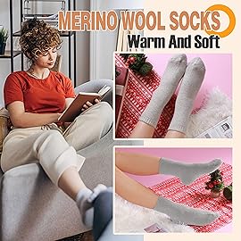 ANTSANG Womens Wool Hiking Socks Winter Warm Thick Boot Cozy Thermal Crew Ladies Work Socks 5 Pairs(Mix Color E)