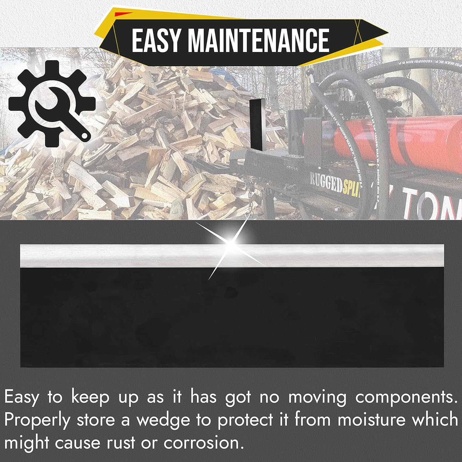 Simond Store Manual Log Splitter Wedge Attachment - 12 Inch L X 6 Inch W X 1 Inch Thick - Heavy Duty Wood Splitter Wedge for Wood Stove - Fireplace - Fire Pit - Kindling Fire Starter Logs