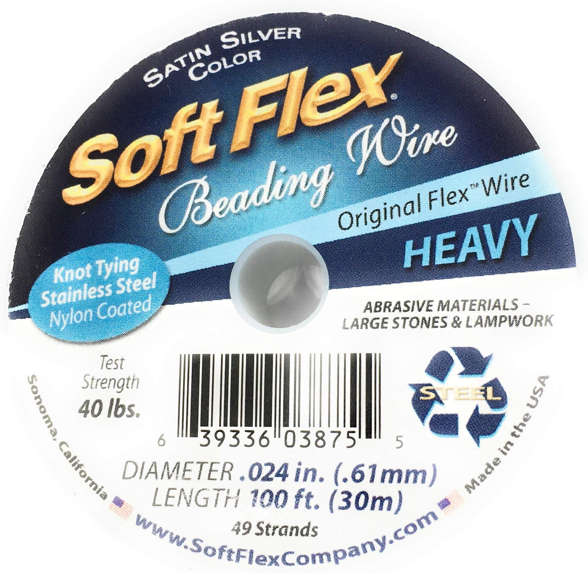 Soft Flex Original .024" 100 ft. Satin Steel Beading Wire