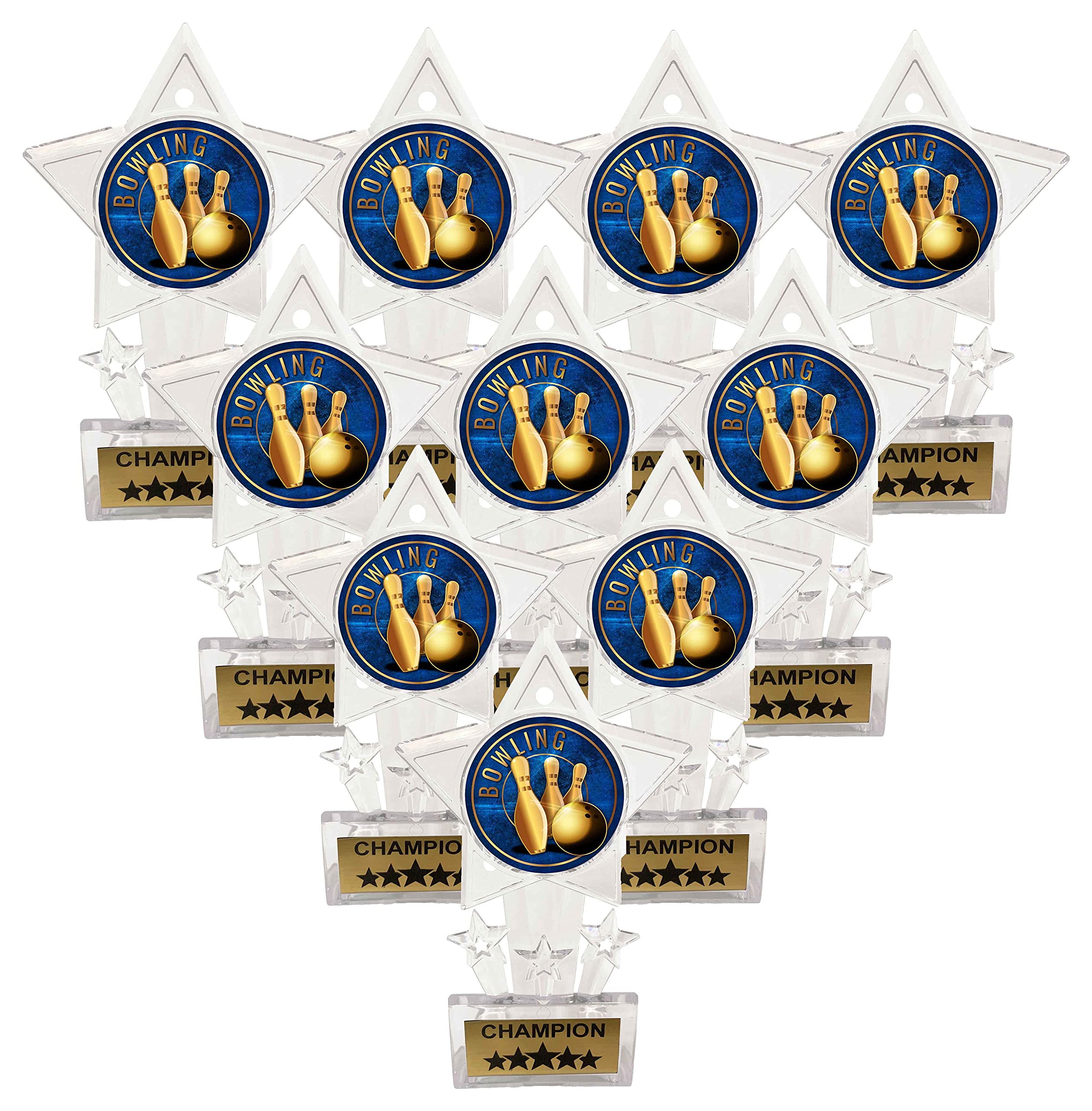 Express Medals 10 Pack Acrylic Bowling Trophies Champion Awards Gift Prizes Trophy 10 PK EG14