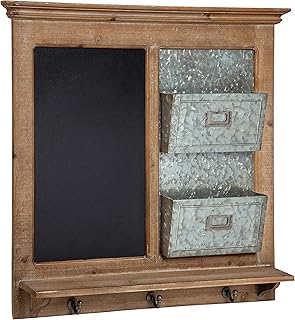 Kate and Laurel Idamae Wood Framed Chalkboard Wall Organizer with Mail H...