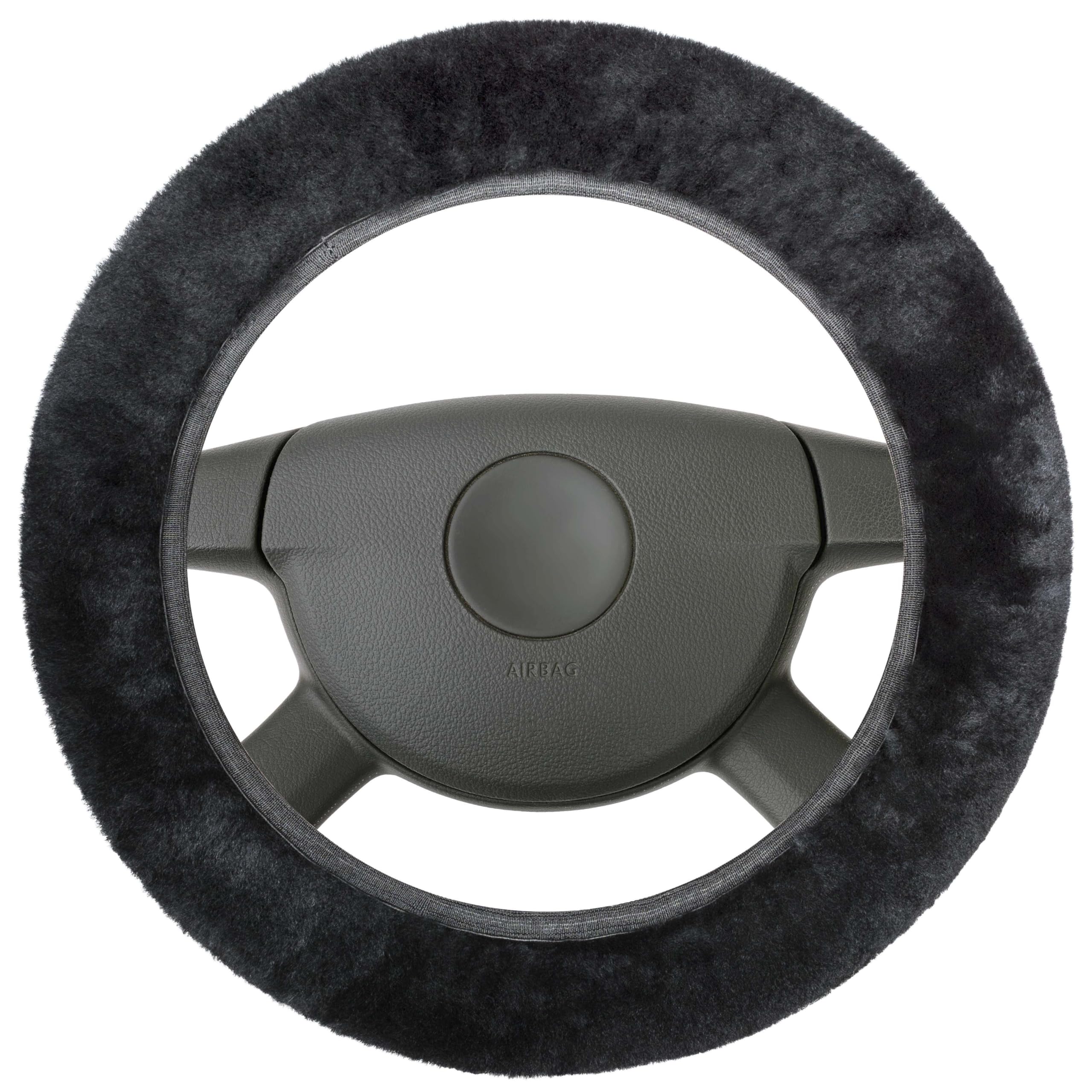 Walser coprivolante in Pelle d'Agnello per Auto, coprivolante, Protezione del Volante in Vera Pelle d'Agnello, coprivolante Nero 19567